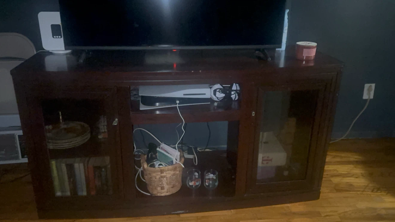 Dark Wood Media Console TV Stand