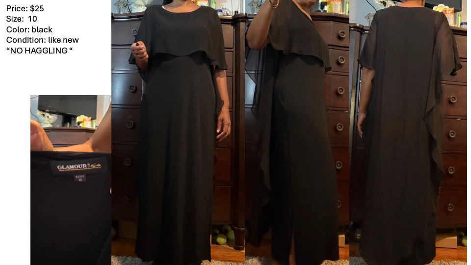 Glamour by Silhouette Black Dress Size 10