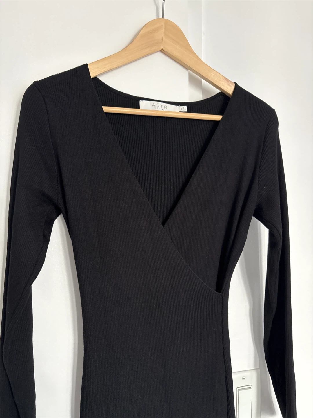 ASTR The Label Black Long Sleeve Wrap Dress
