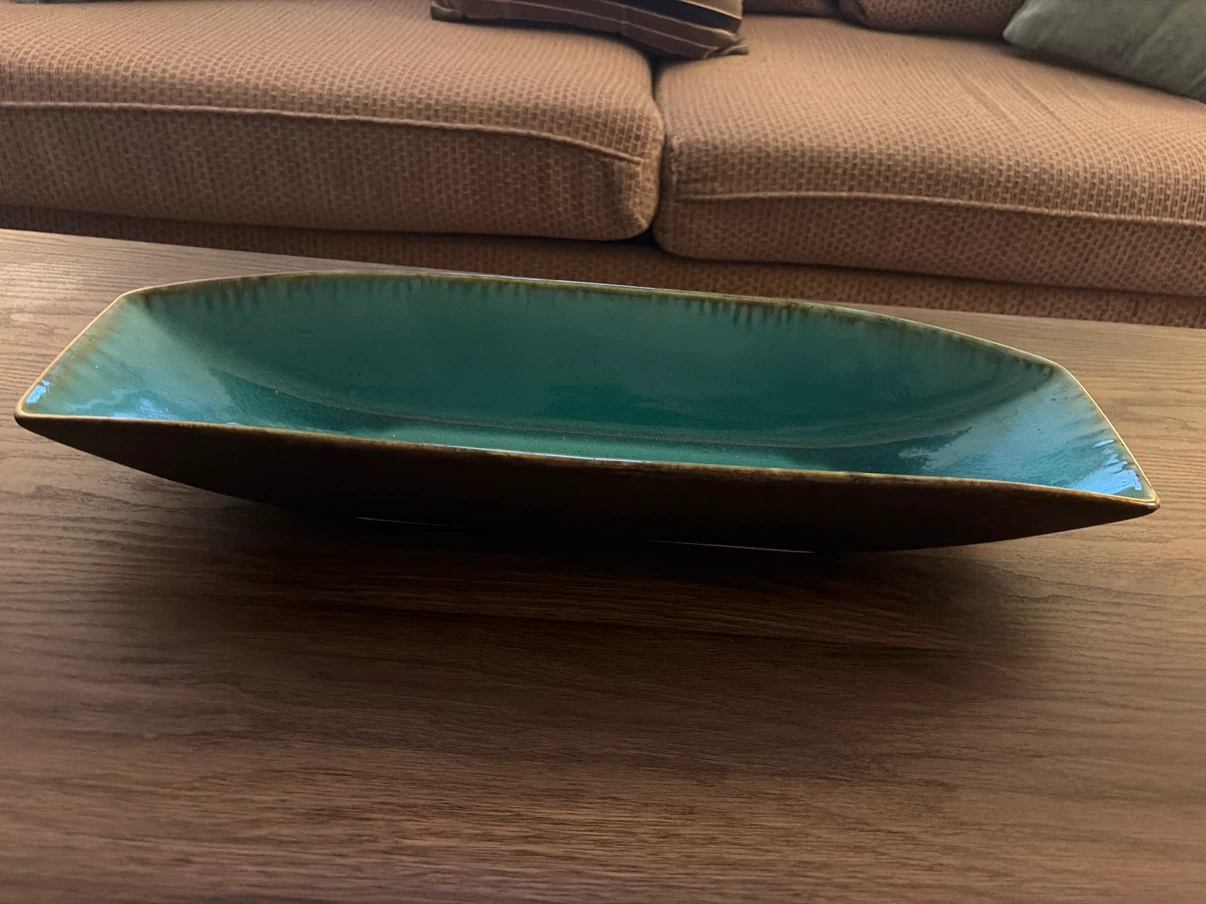 Decorative Ceramic Teal Serving Tray
