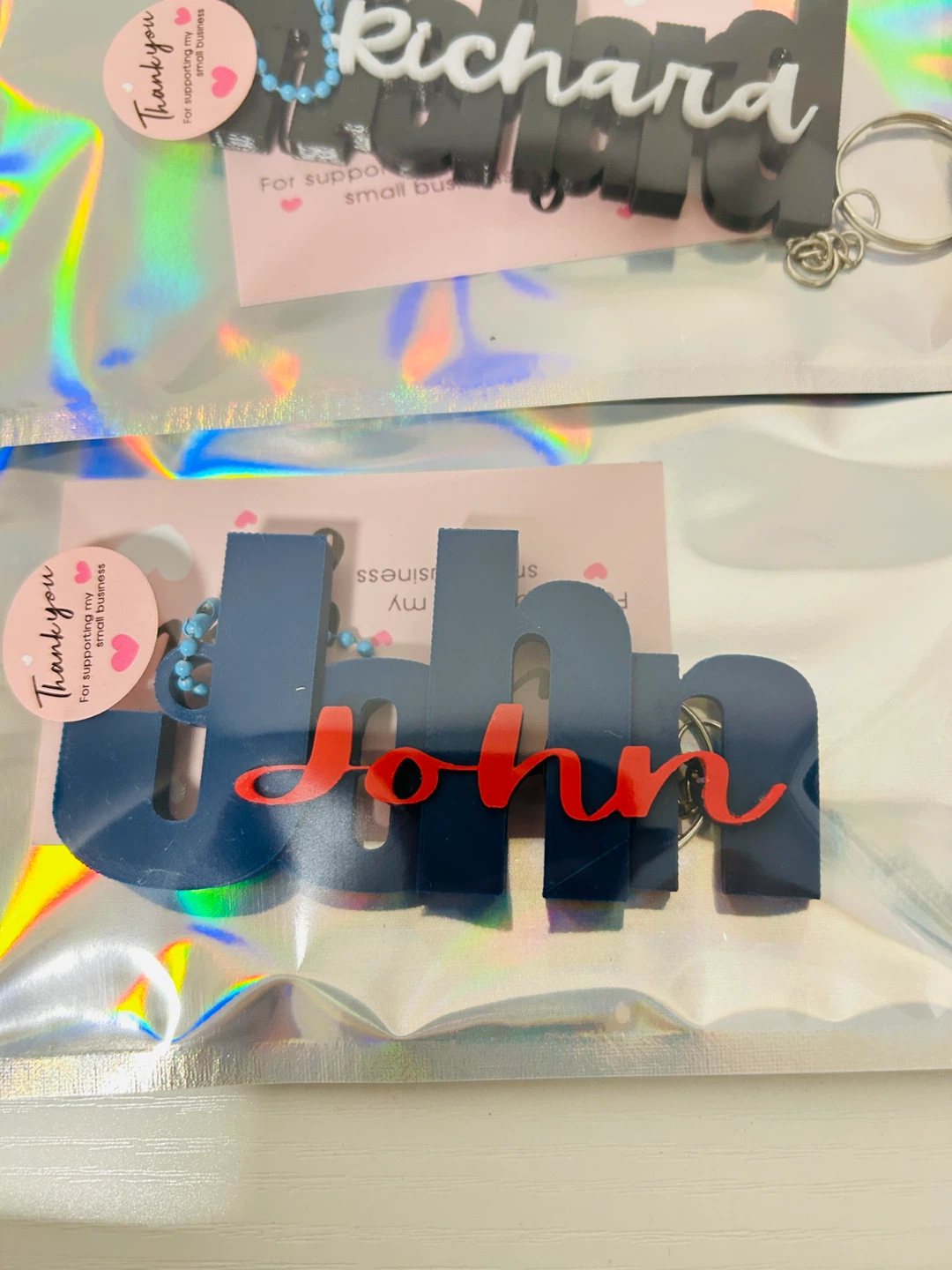 3pcs Custom 3D Printed Name Keychains - photo 3