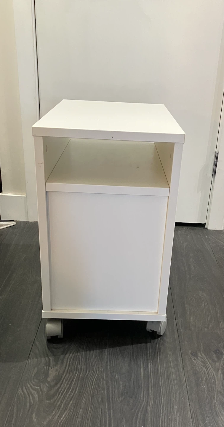 White mobile storage unit (nightstand/side table) with shelves - photo 2