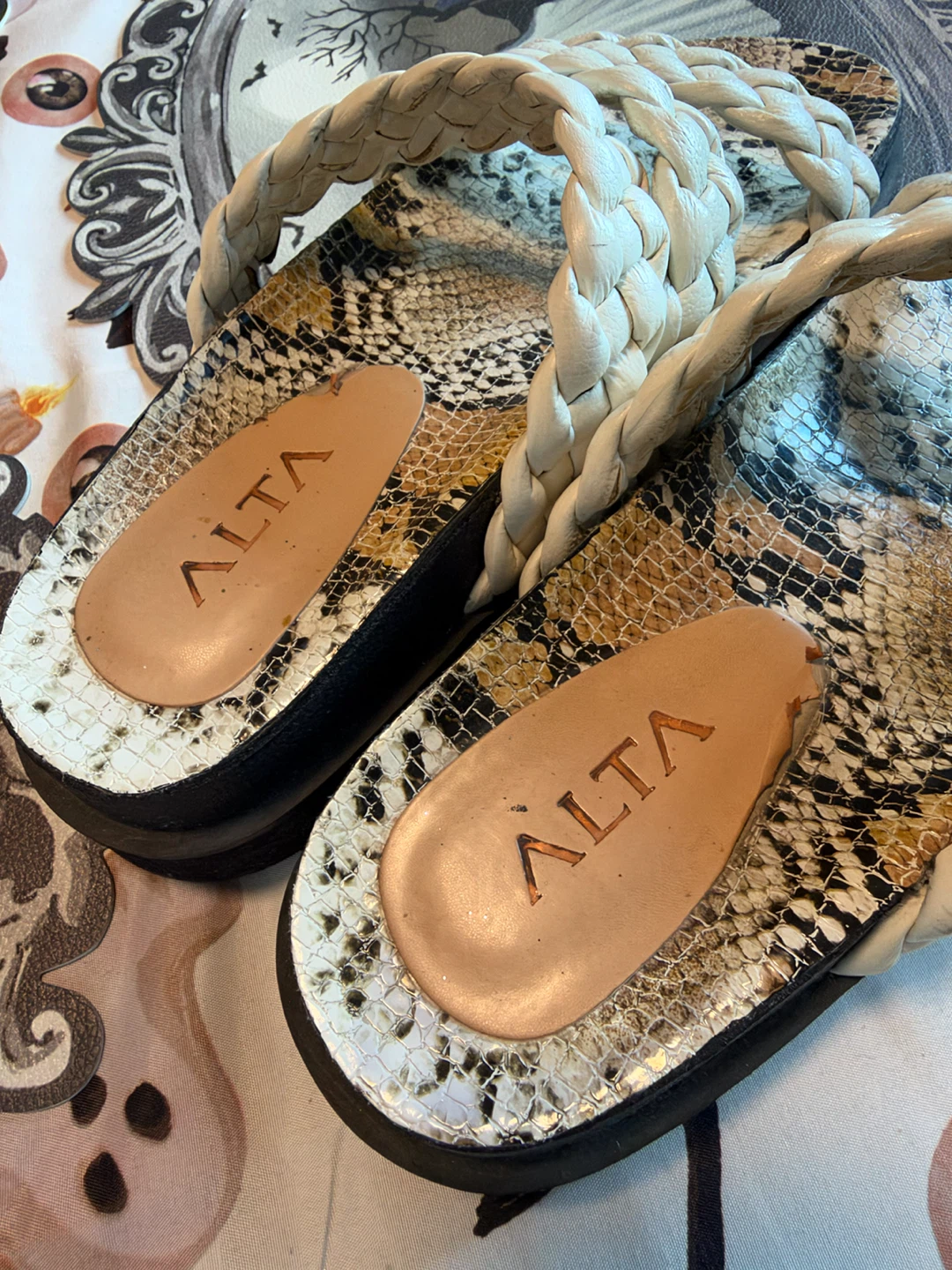 Leather Braided Platform Slides, Size 10 - photo 2