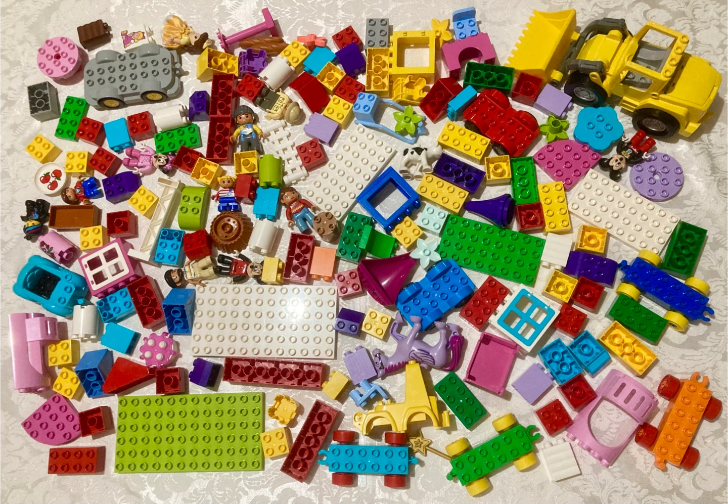 Big lot of assorted LEGO Duplo building blocks and accessories