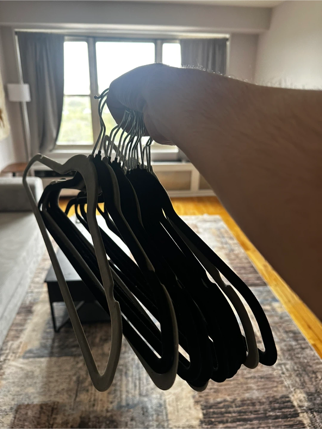 Set of Black Velvet Non-Slip Clothes Hangers - photo 2