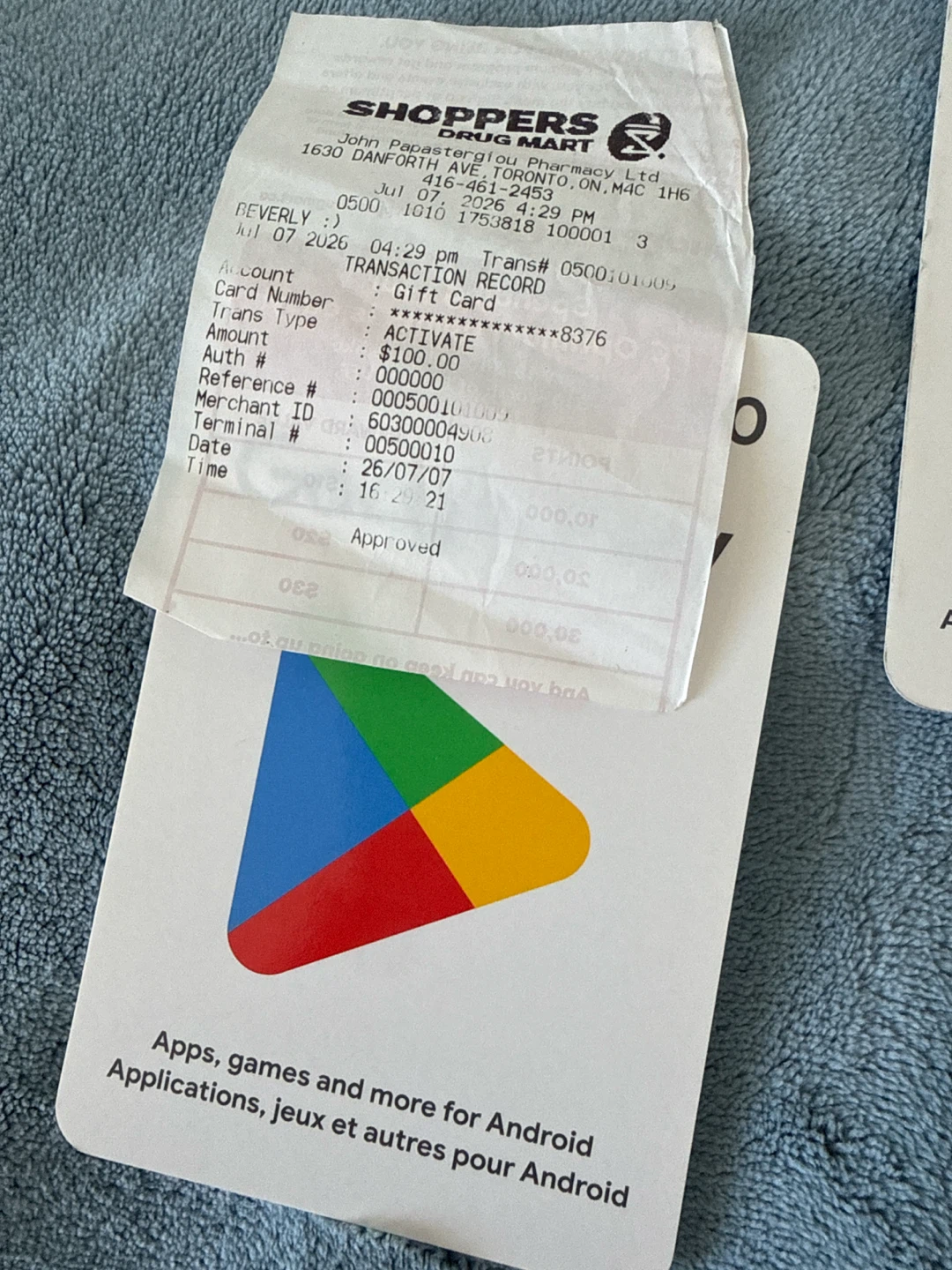 3 x $100 Google Play Gift Cards - photo 2