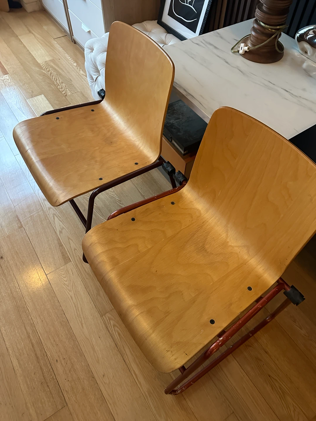 RARE VINTAGE MCM KINETICS PLY WOOD CHAIRS DINING DESK SIDE - photo 2