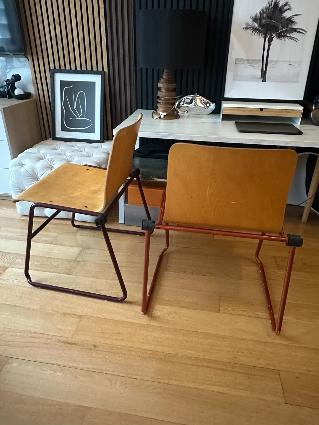 RARE VINTAGE MCM KINETICS PLY WOOD CHAIRS DINING DESK SIDE - photo 3