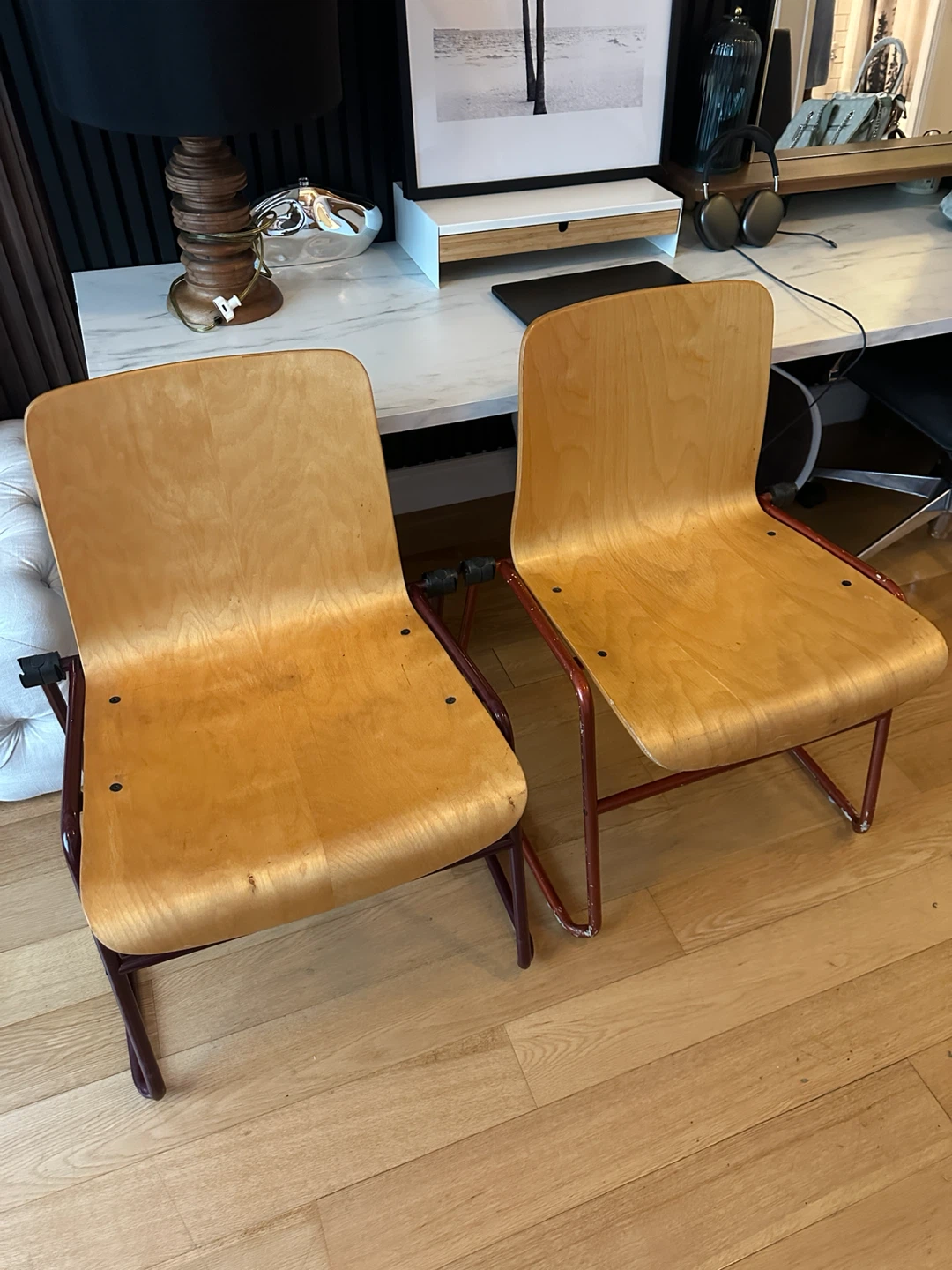 RARE VINTAGE MCM KINETICS PLY WOOD CHAIRS DINING DESK SIDE - photo 5