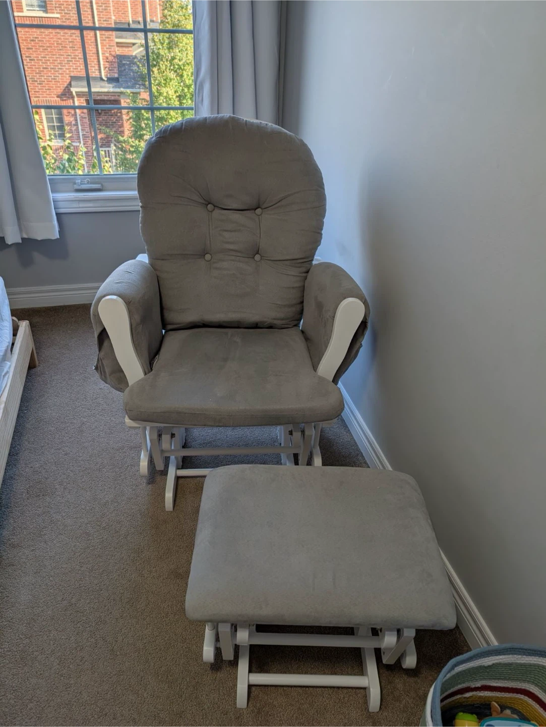 White Glider Rocking Chair with Ottoman