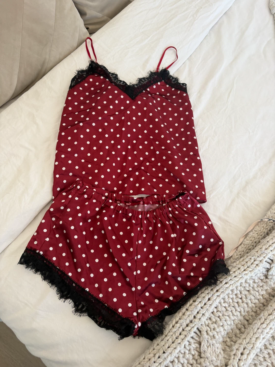 Red and White Polka Dot Pajama Set