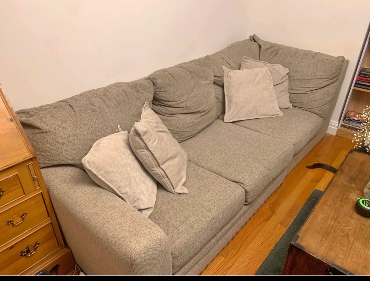 Large Beige Fabric Sofa