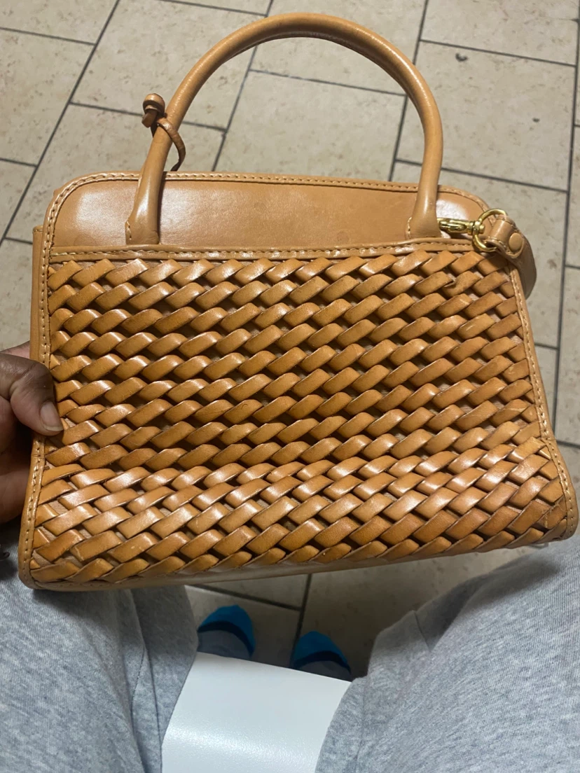 Etienne Aigner Tan Leather Woven Handbag