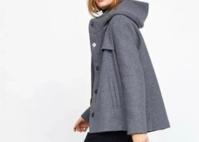 Zara Basic Grey Hooded Jacket - photo 5