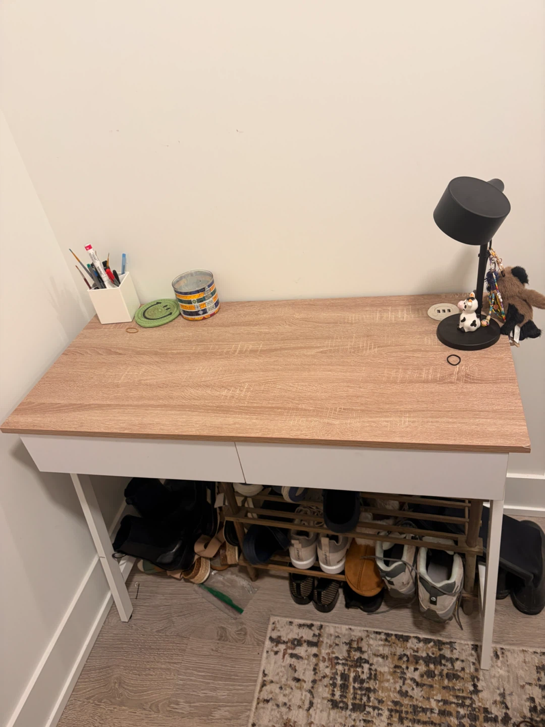 Wood and White Desk with Lower Shelf - photo 2