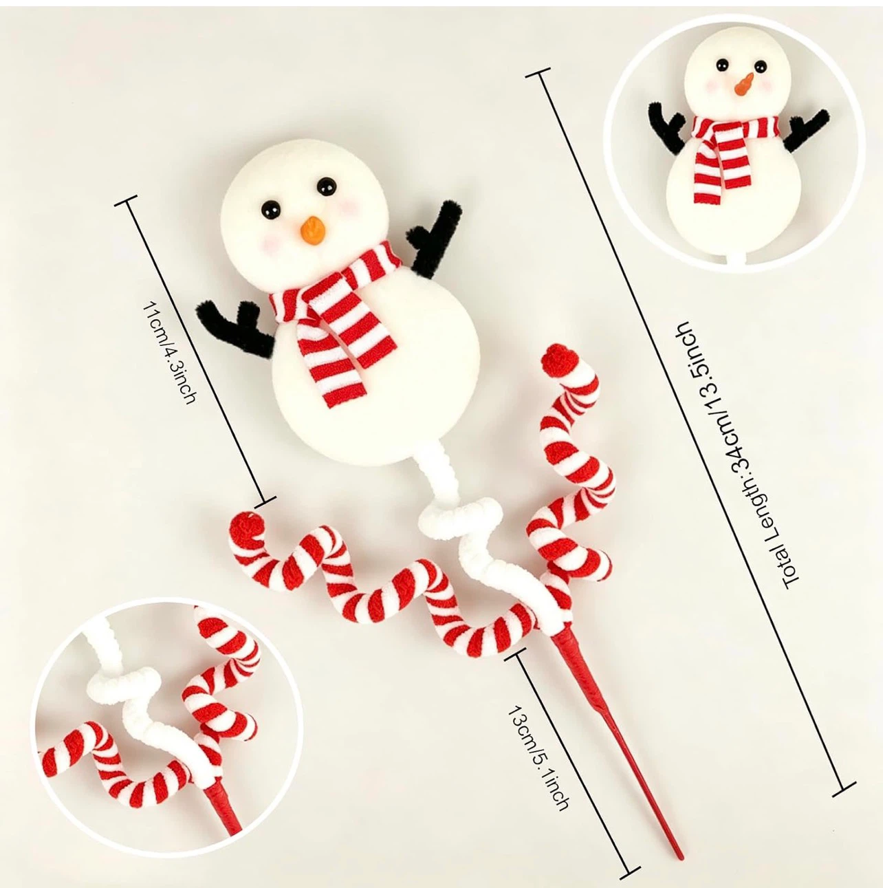 6-Piece Set Plush Snowman Christmas Picks - photo 3