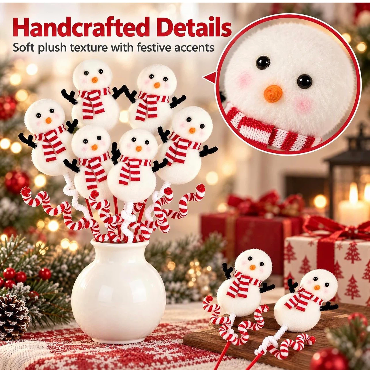 6-Piece Set Plush Snowman Christmas Picks - photo 5