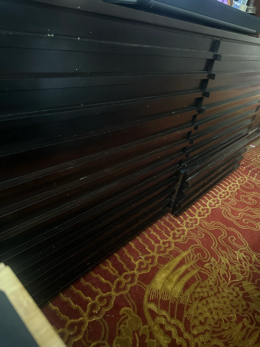 Black Wooden Slatted Storage Shelving Unit