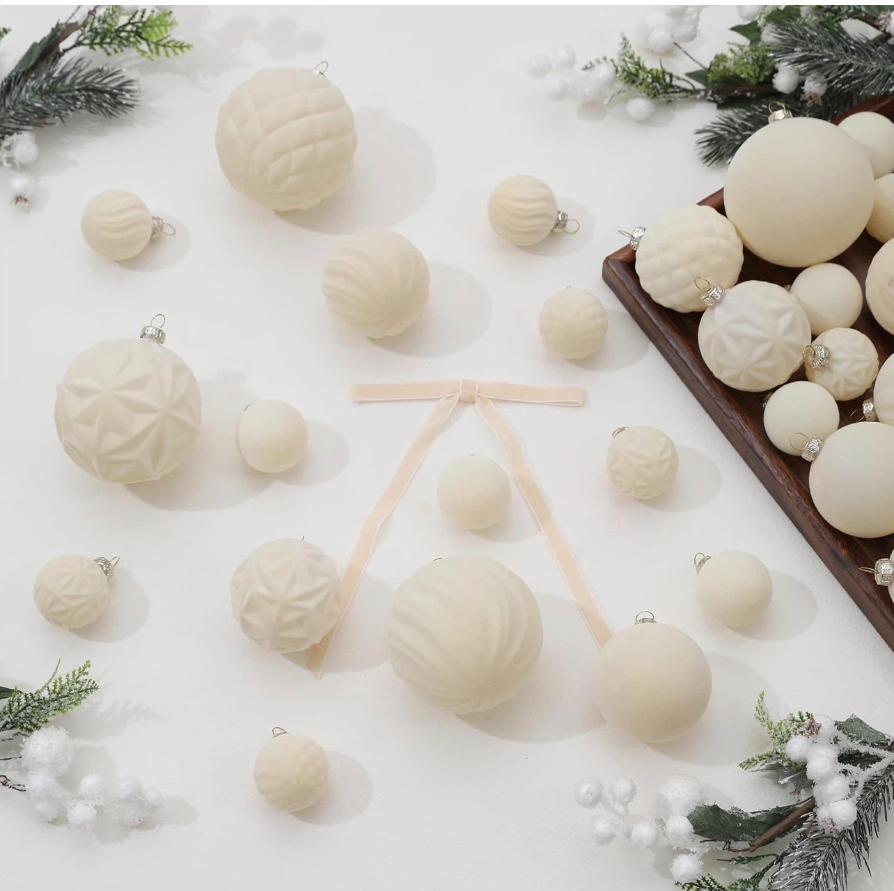 Velvet Christmas Ornaments, 36 Pieces - photo 2