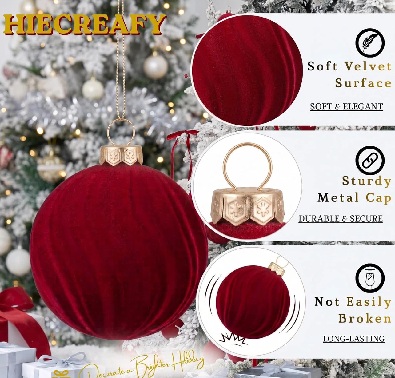 Velvet Christmas Ornaments, 36 Pieces - photo 4