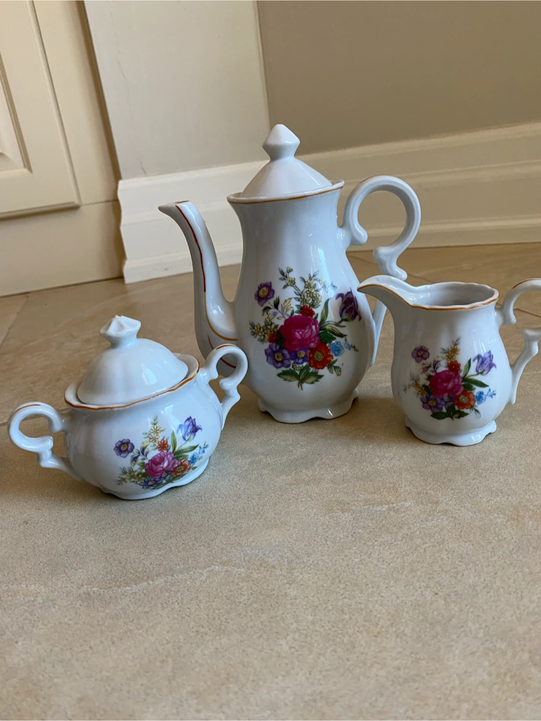 1950 Vintage Floral Porcelain Espresso Set - photo 2