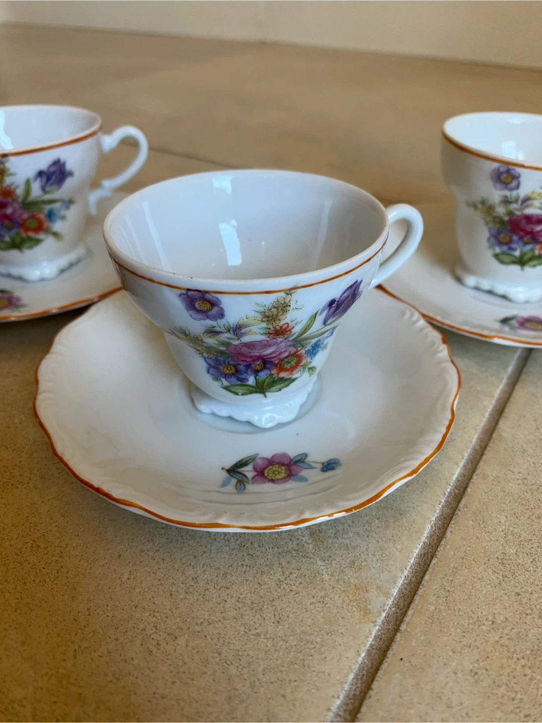 1950 Vintage Floral Porcelain Espresso Set - photo 3