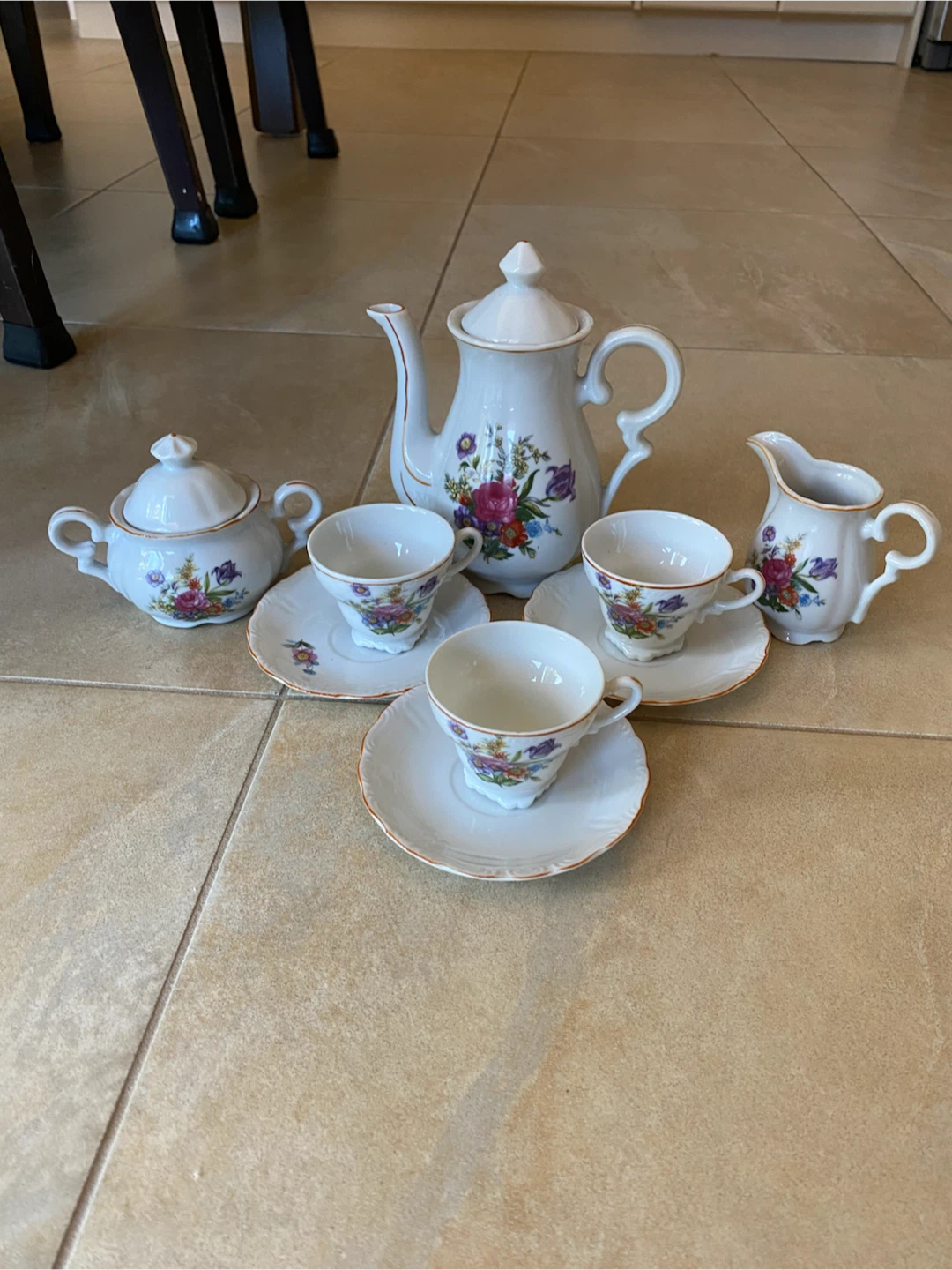1950 Vintage Floral Porcelain Espresso Set - photo 4