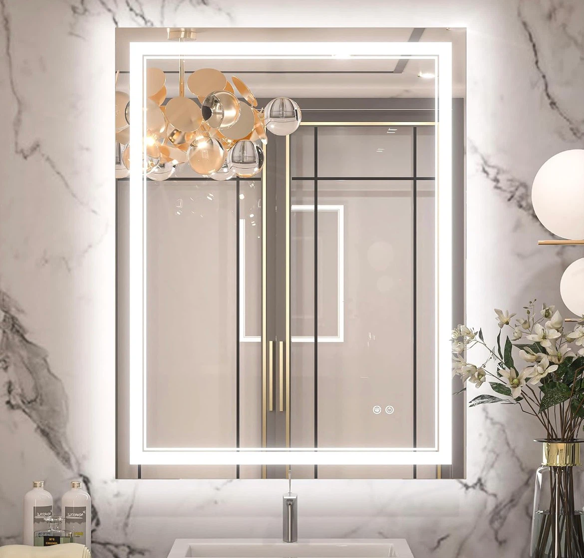 LED Bathroom Mirror 28 x 36 Inch, Front & Backlit,
