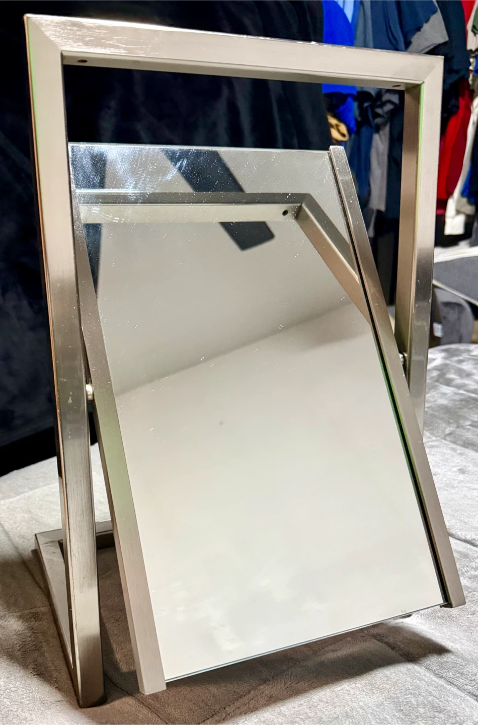 Brushed Metal Swivel Tabletop Mirror - photo 2
