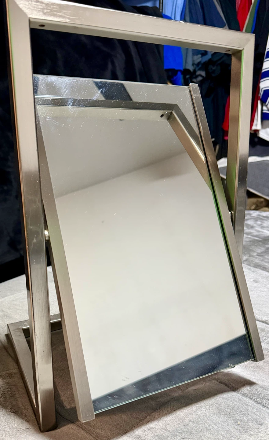 Brushed Metal Swivel Tabletop Mirror - photo 3
