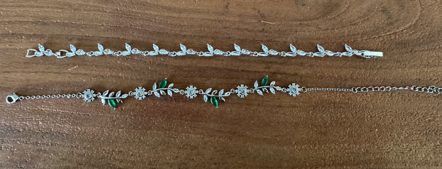 Set of Two Silver-Tone Leaf Bracelets