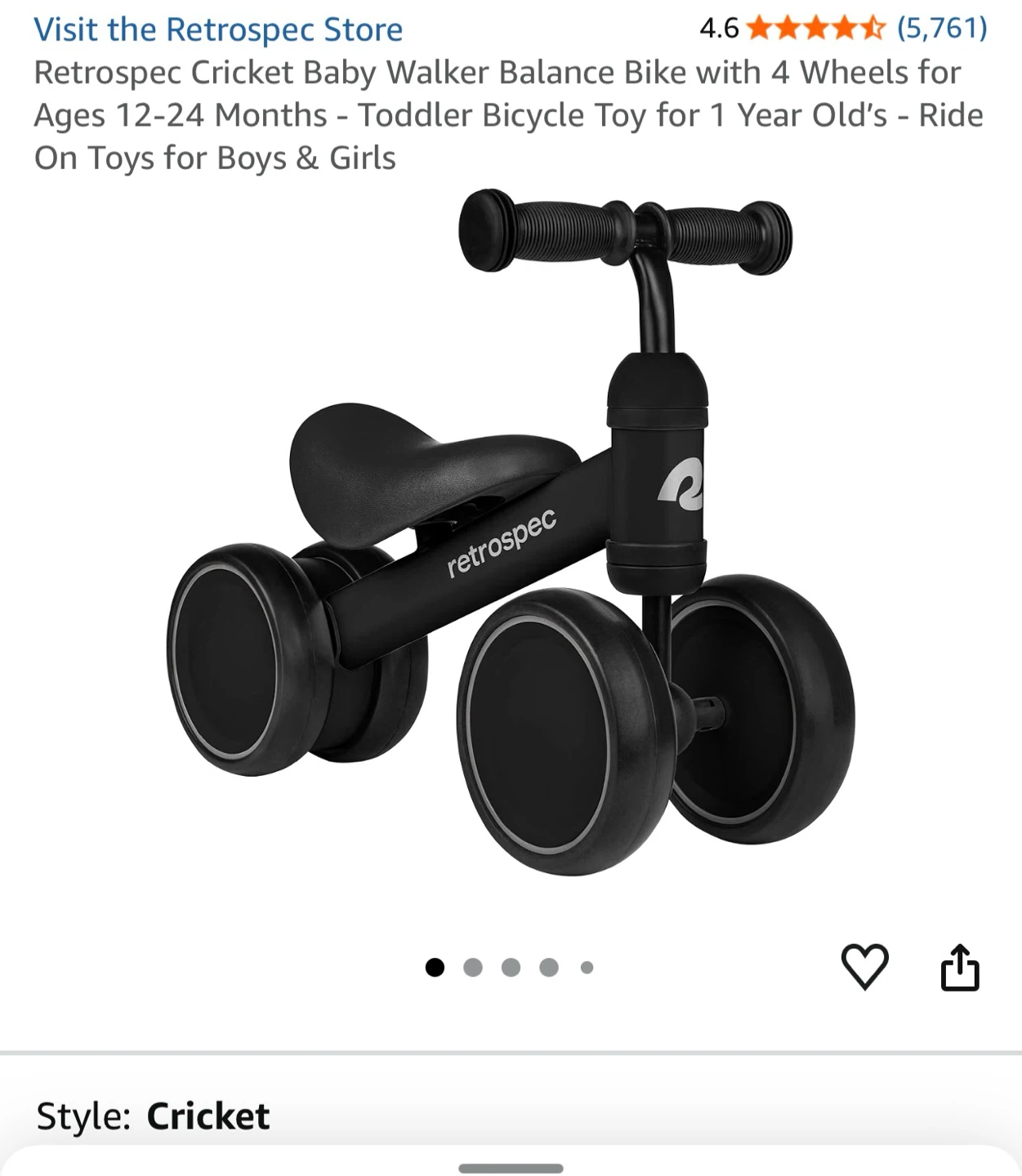BRAND NEW: Retrospec Cricket Baby Walker Balance Bike