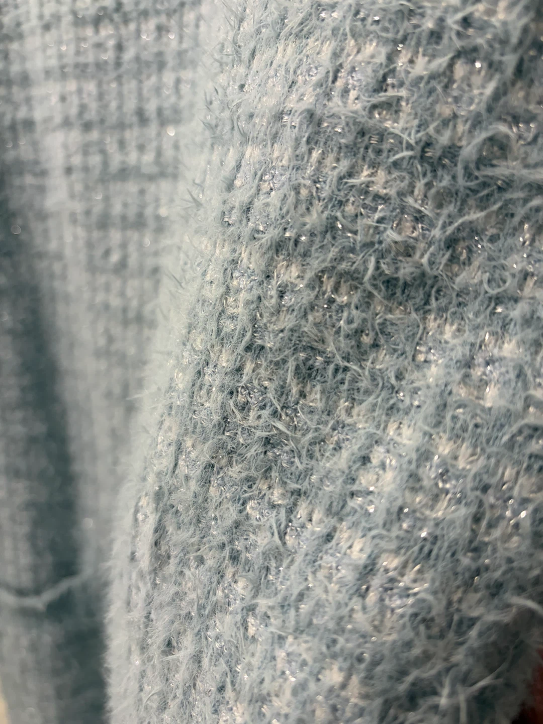 Light Blue Fuzzy Knit Sweater Dress - photo 2