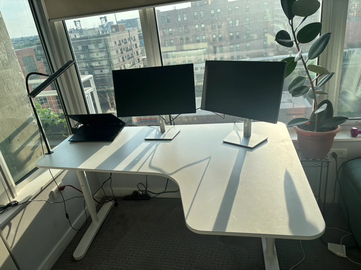 IKEA White L-Shaped Adjustable Desk