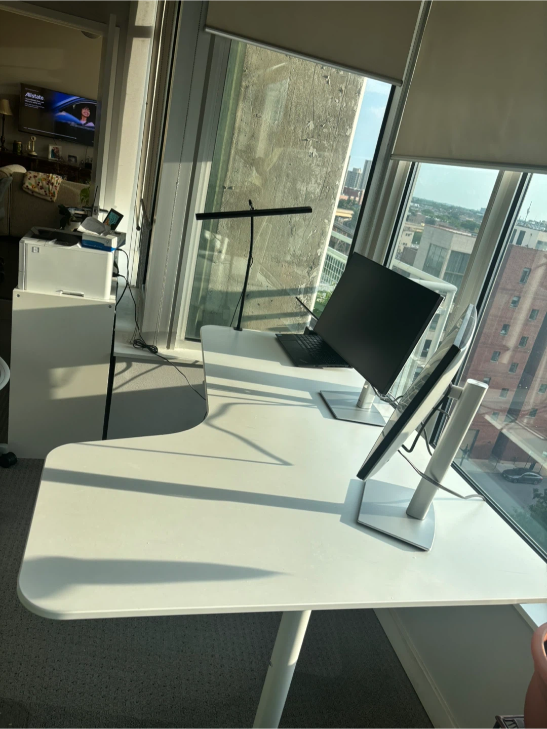 IKEA White L-Shaped Adjustable Desk - photo 3