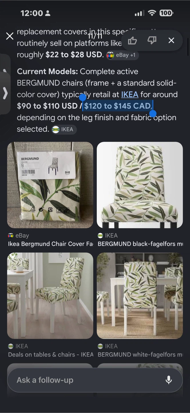 IKEA Henriksdal chair with leaf pattern cover - photo 4
