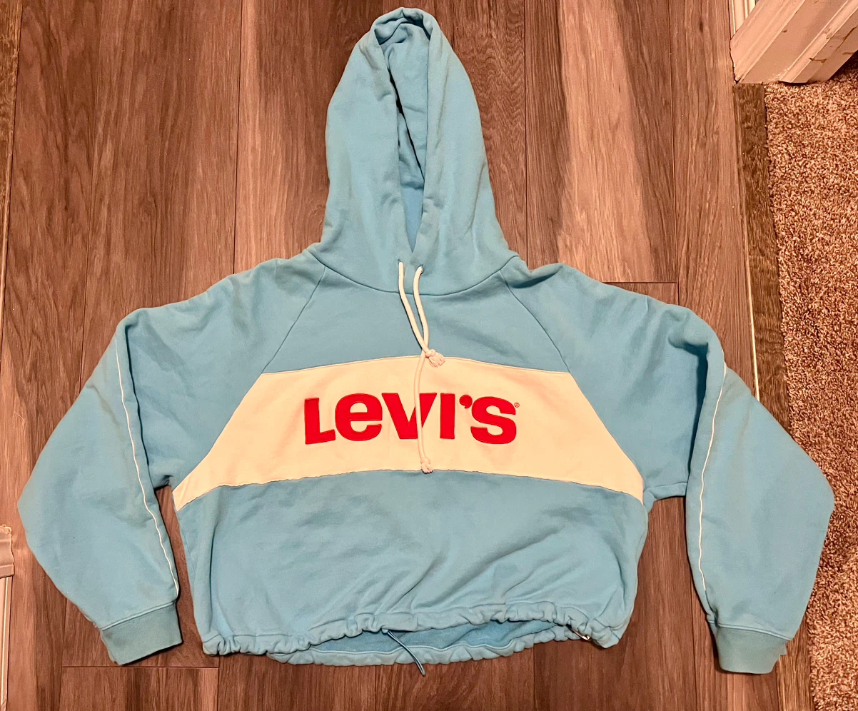 Levi's Light Blue Cropped Hoodie