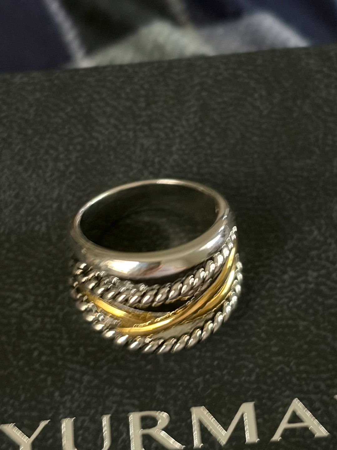 David Yurman Sterling Silver and Gold Cable Ring