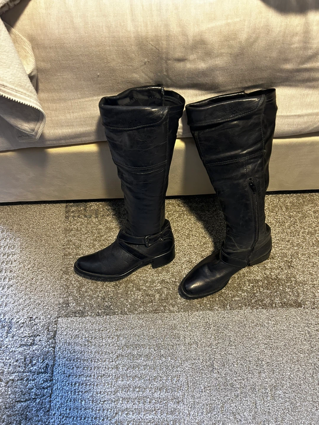 BROWNS - Black Leather Knee-High Boots - photo 2