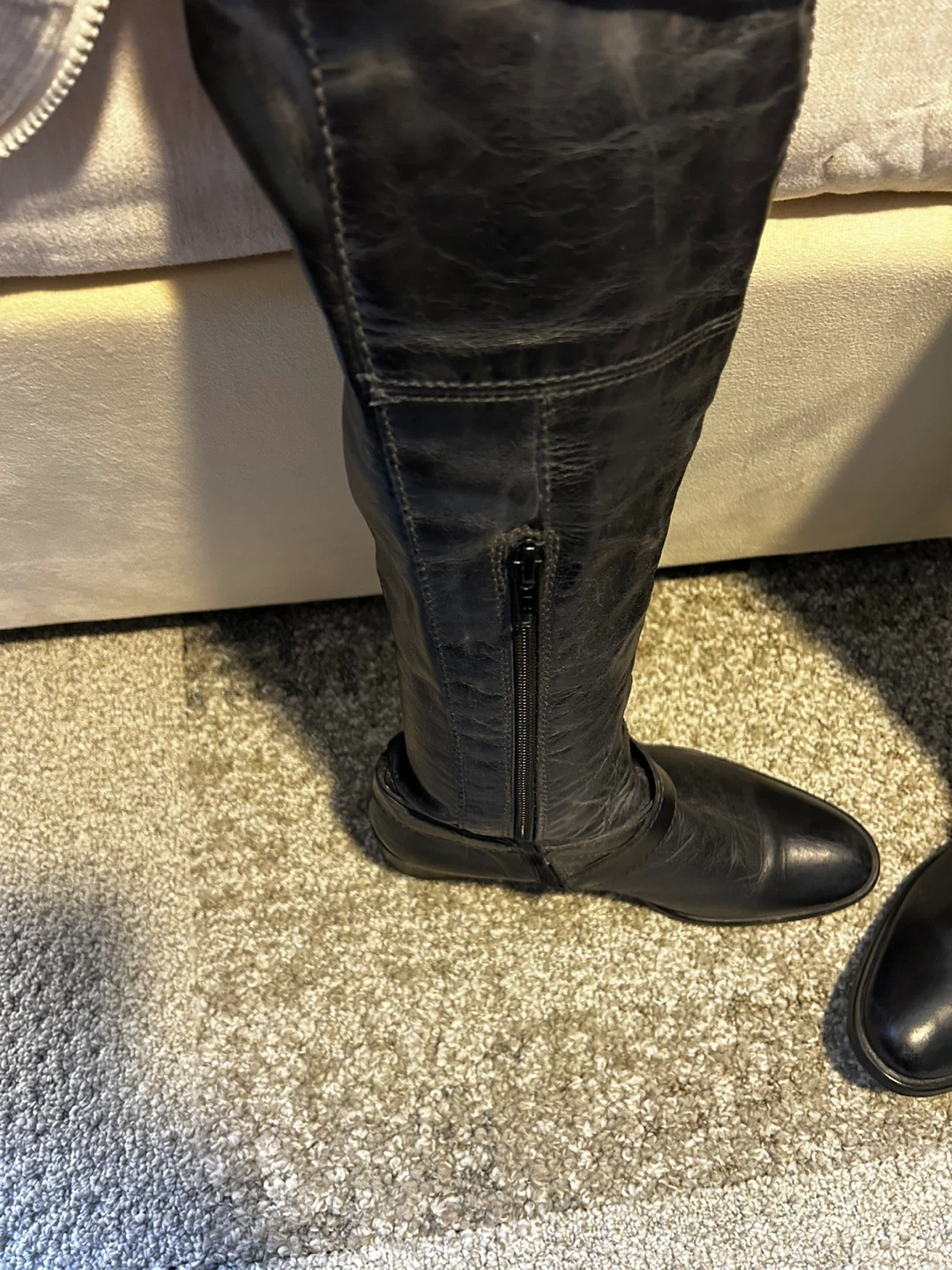 BROWNS - Black Leather Knee-High Boots - photo 4