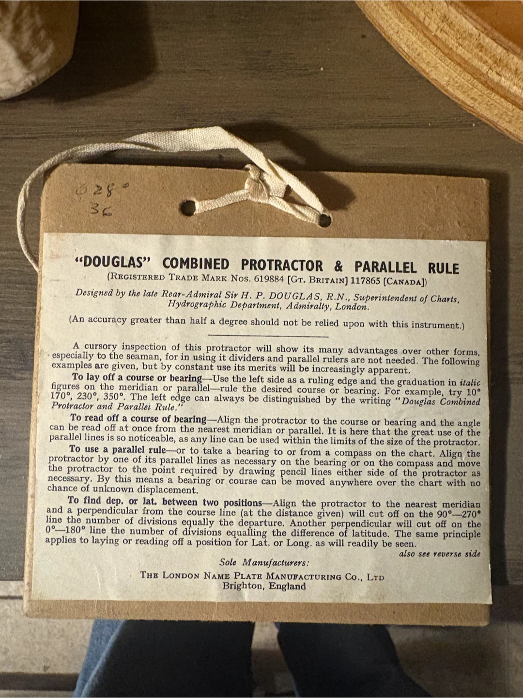 Douglas Combined Protractor and Parallel Rule - photo 5