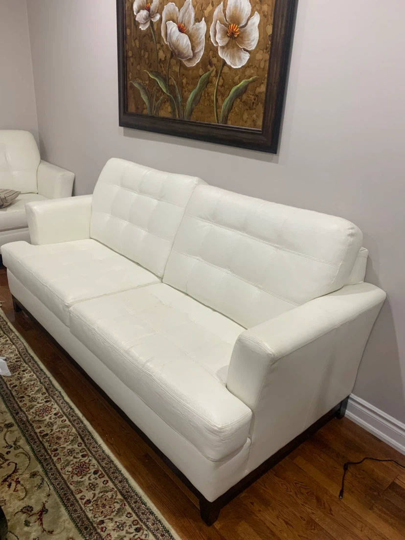White Faux Leather Sofa 2 pieces for 200 1 piece for 100