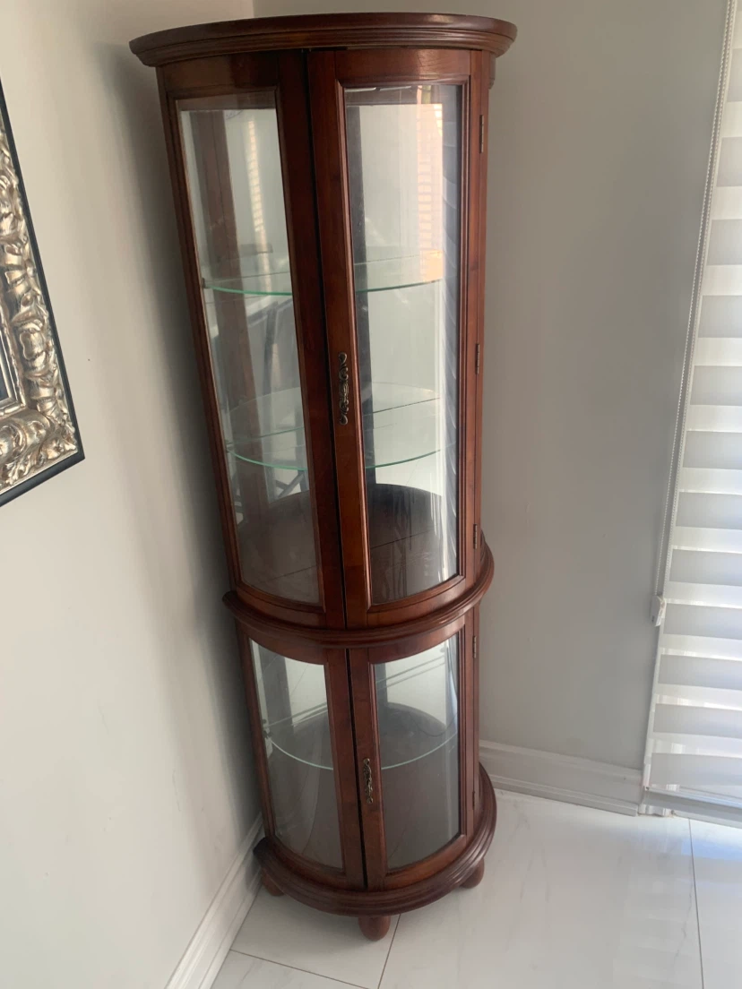 Wooden Corner Display Cabinet PICKUP ONLY