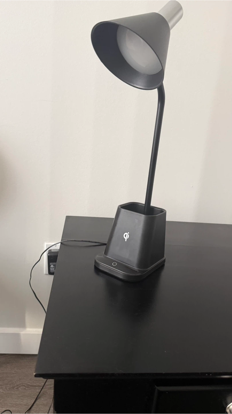 Black LED Desk Lamp with Wireless Charging Base