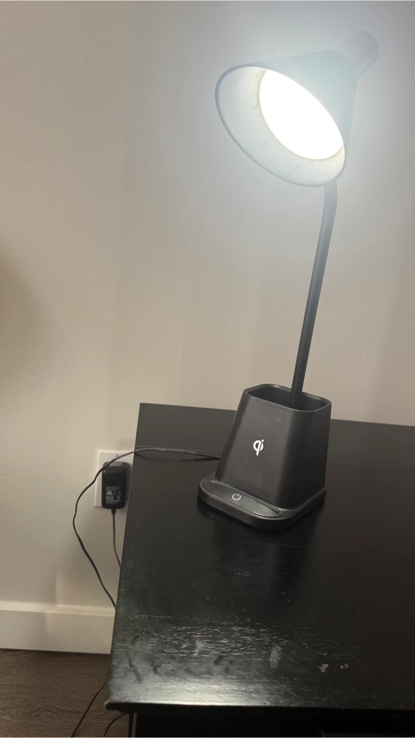 Black LED Desk Lamp with Wireless Charging Base - photo 2