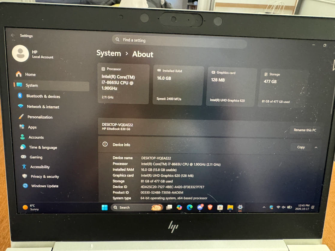 HP EliteBook 830 G6 i7 Laptop with transformer & case - photo 5