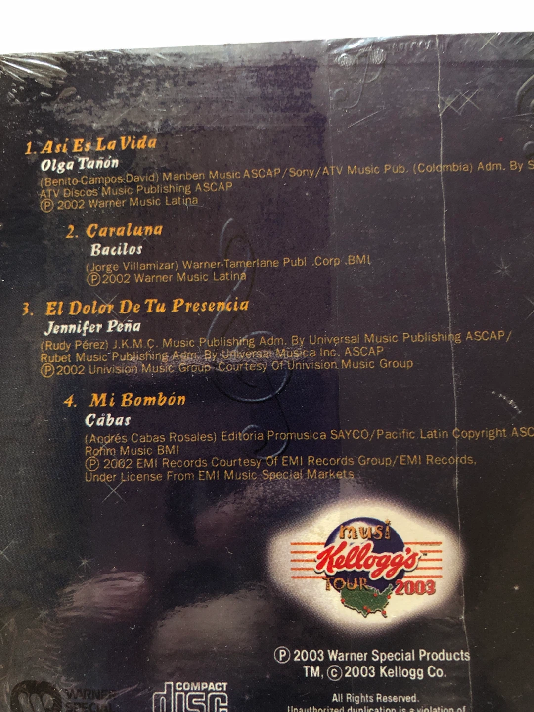 Musi Kellogg's Tour 2003 Promotional CD - photo 2