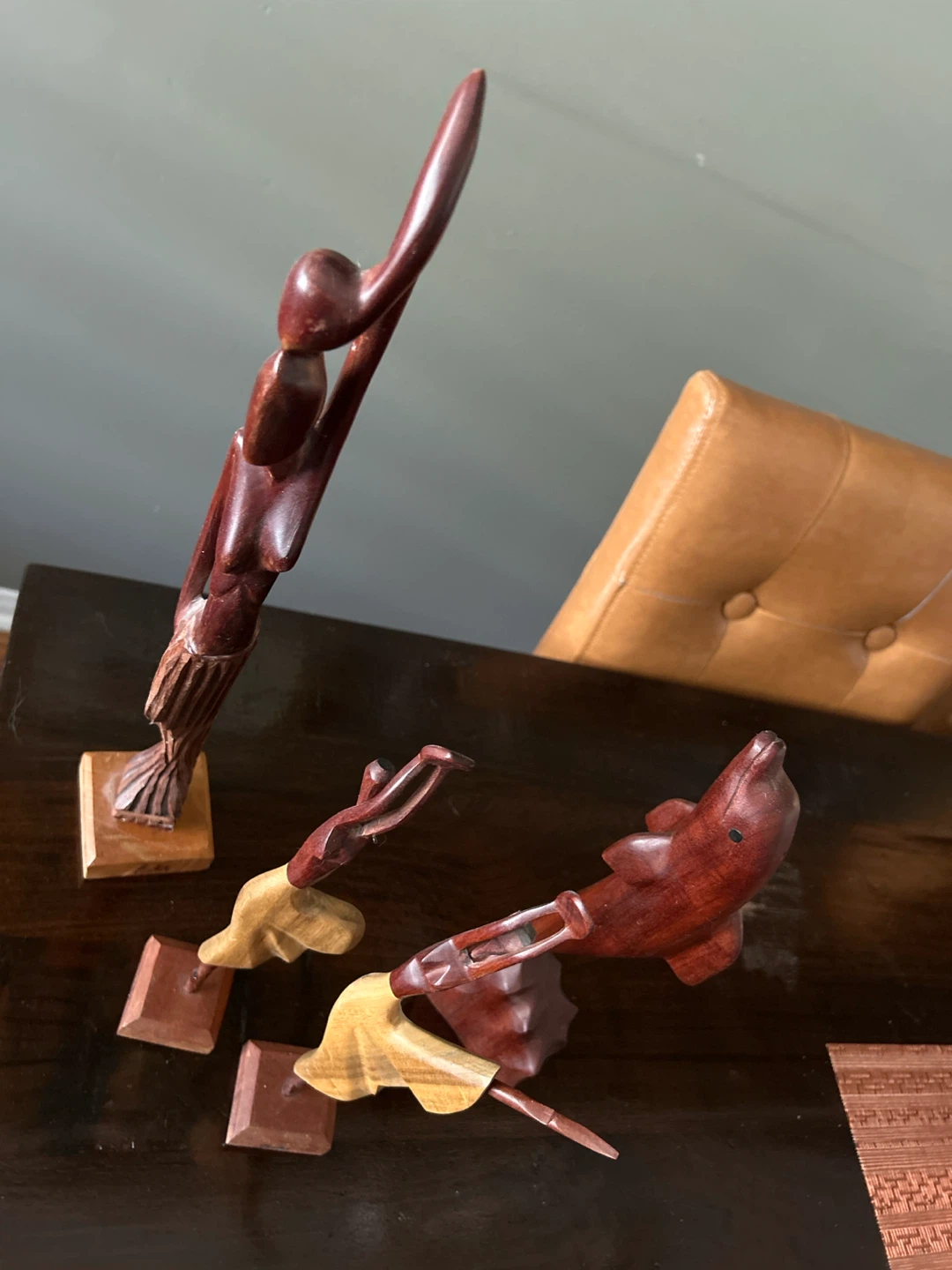 Set of 4 Hand-Carved Wooden Sculptures - photo 3