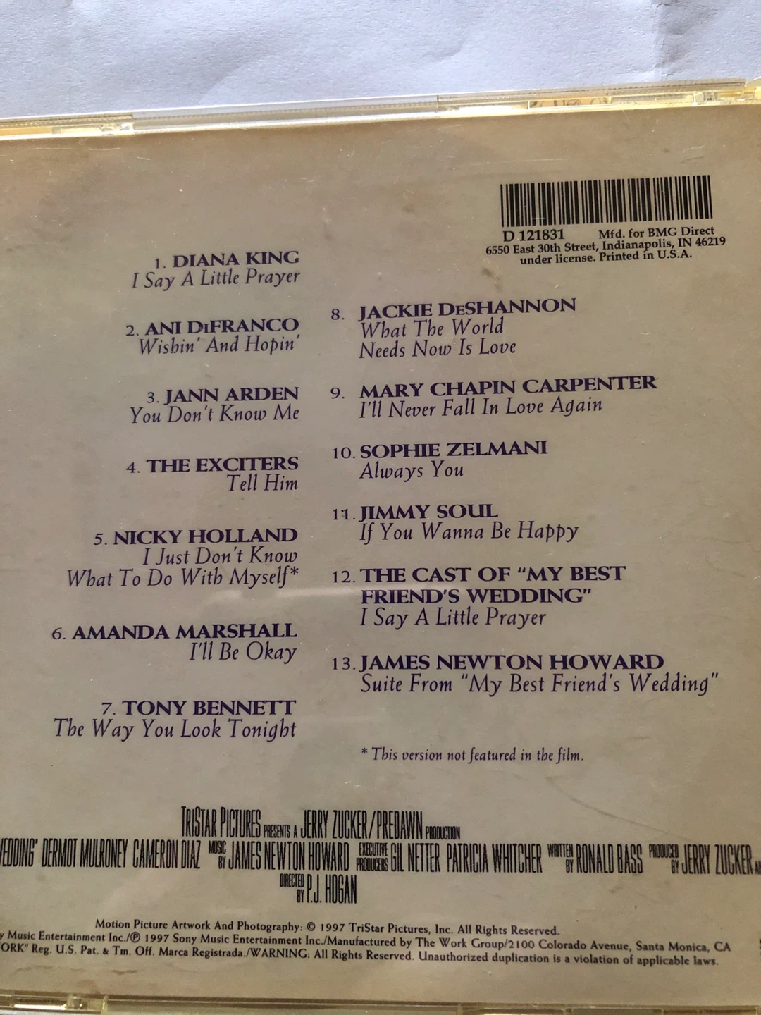 My Best Friend's Wedding Soundtrack CD - photo 2