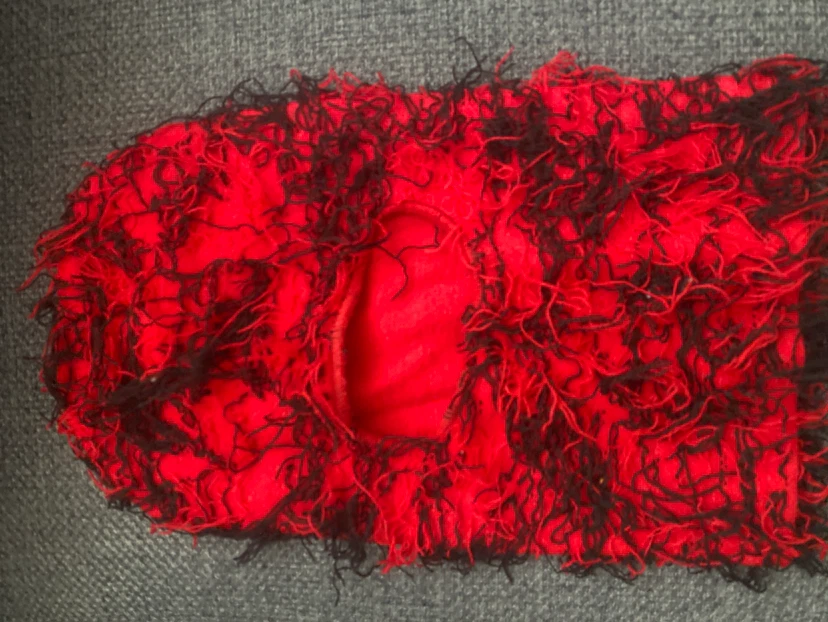 Red and Black Fringed Balaclava